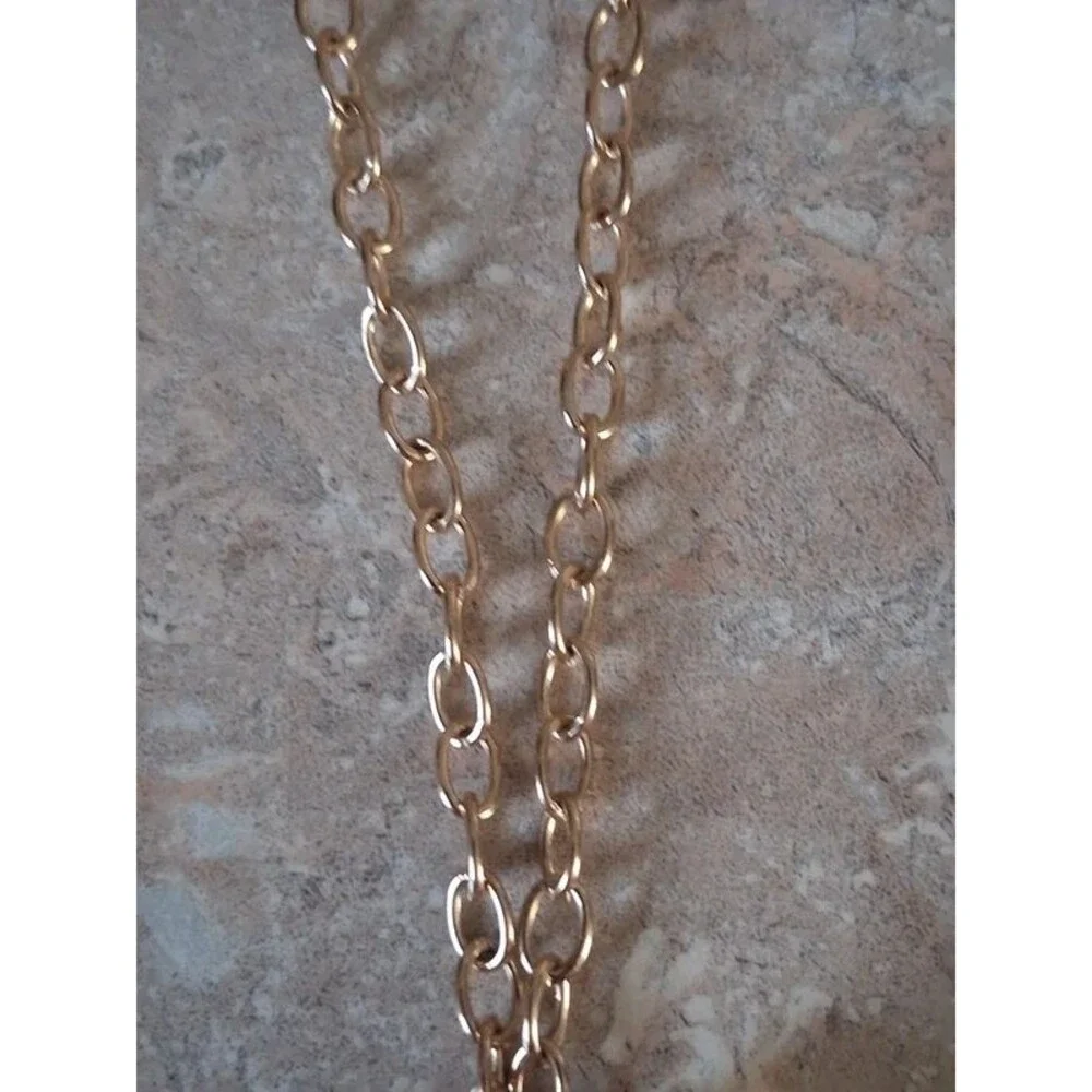 Gold Tone Orange Assorted Beads Cluster Pendant Y-Drop Lariat Statement Necklace